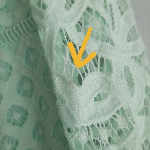 A PEA IN THE POD Maternity Floral Lace Dress Pastel Light Green Blue Sz S Flawed - Picture 14 of 16